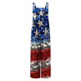 thumbnail image 4 of Wiyuqeen Patriotic Overalls for Women American Flag Sleeveless Bib Overalls Linen 4th of July Rompers Baggy Wide Leg Jumpers with Pocket, 4 of 8
