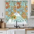 thumbnail image 6 of Turquoise Boho Floral Swag Valances for Windows, Kitchen Curtains 36 Inch Length 2 Panels Set, Vintage Abstract Art Ethnic Flowers Short Curtains for Small Windows Rod Pocket Cafe Curtains 28"x36", 6 of 8