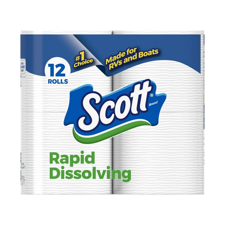 Scott Rapid-Dissolving Toilet Paper, 12 Double Rolls, 231 Sheets per Roll  (2,772 Total) 
