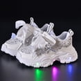 thumbnail image 4 of Dakaela 6M-6Y Girls Light Up Sneakers Sparkly Rhinestone Bow Thick Cushioned Sole Running Shoes for Toddler Little Kids, 4 of 6
