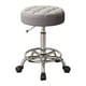 thumbnail image 3 of Taburete de bar con ruedas y altura ajustable, para salón de belleza, spa, tienda, estructura de metal, rotación de 360 ​​grados. Gris, 3 of 9