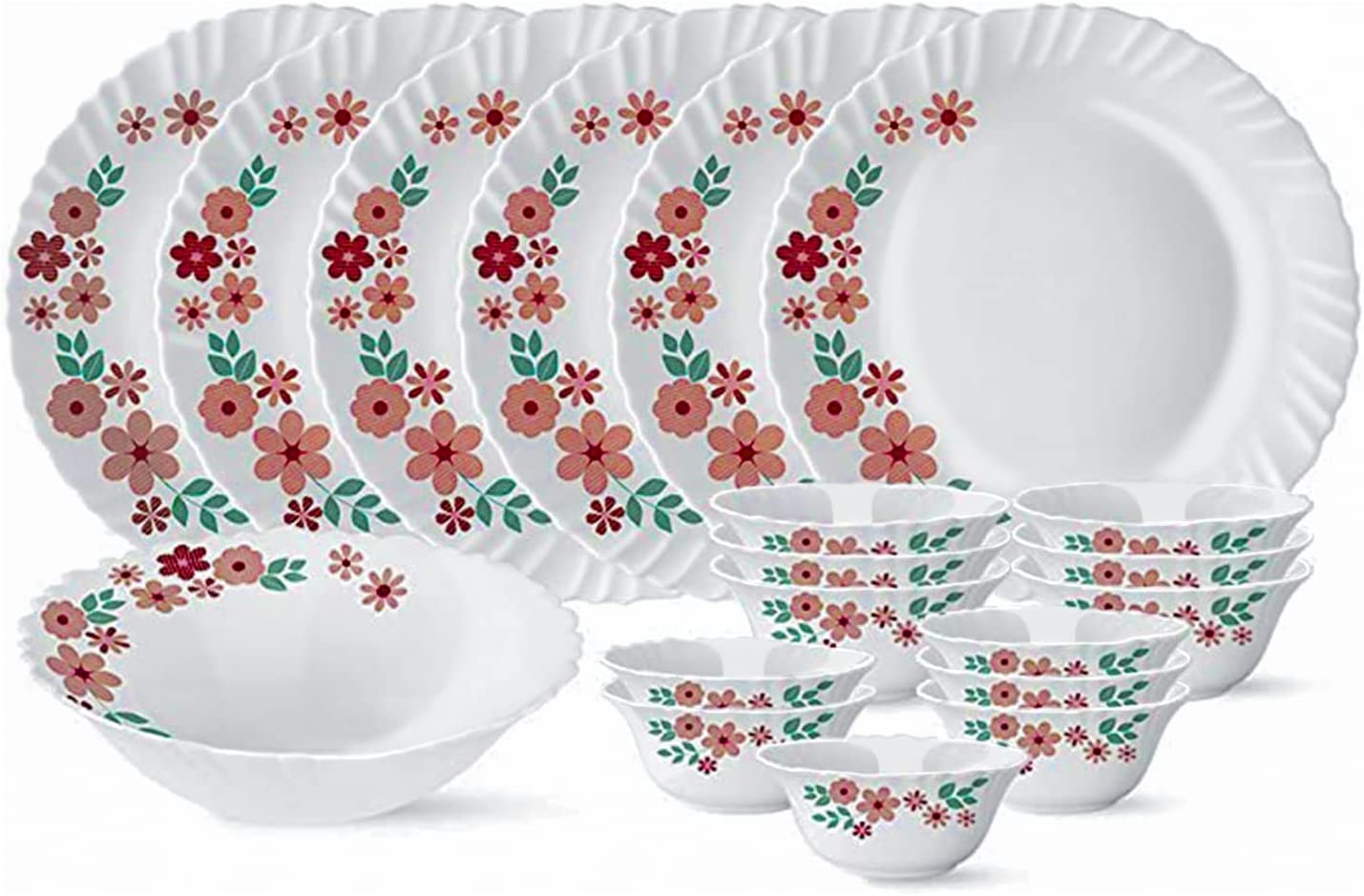 Larah 19 Pieces Gourmet Dinnerware Set For 6, Chip Resistant, Tempered