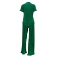 thumbnail image 3 of Txlixc Traje de mujer, camiseta de cuello alto de manga corta con traje de pantalones de piernas anchas Txlixc moda, 3 of 4