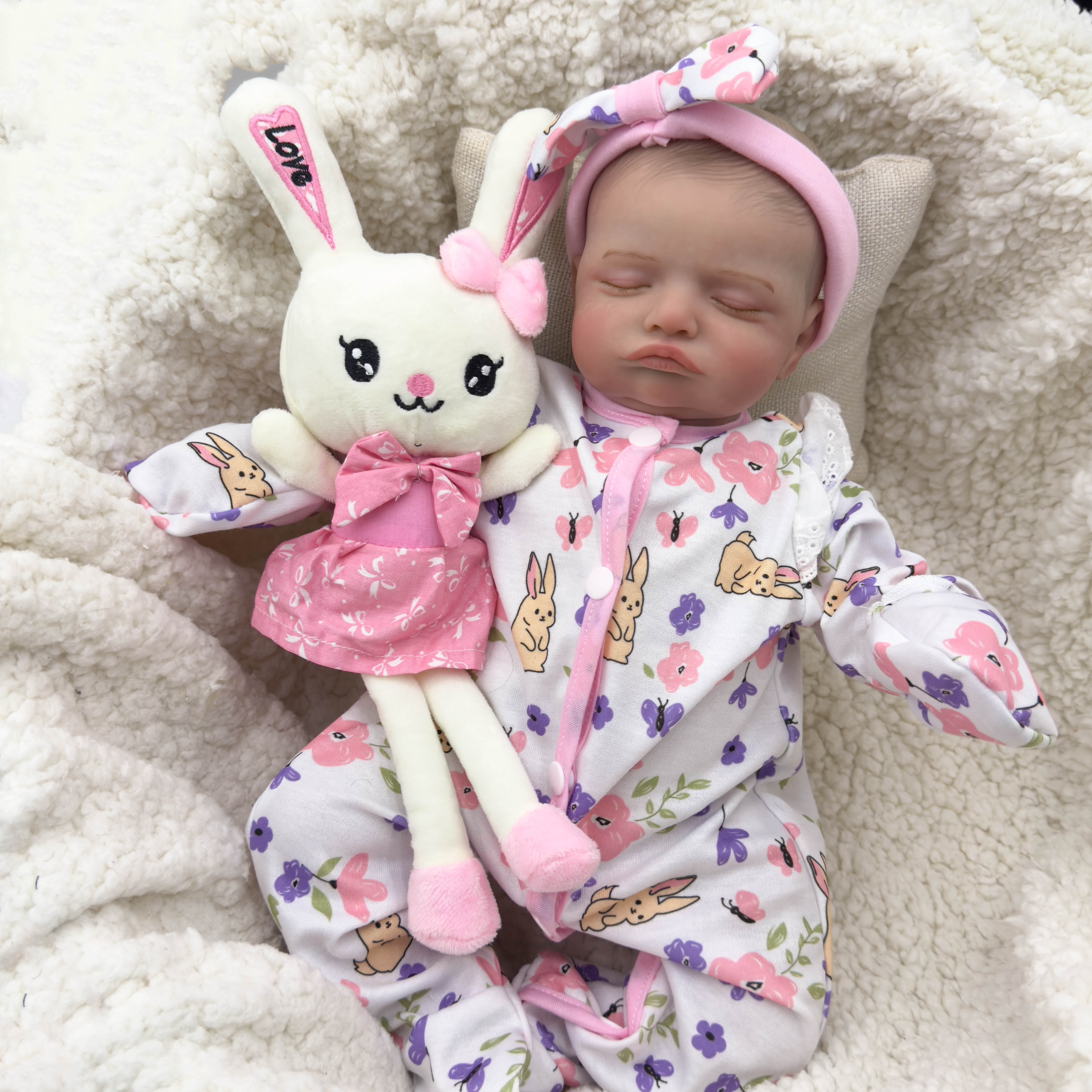Reborn Baby Dolls 48CM Rosalie Already Painted Newborn Baby Doll Newborn Baby Reborn Doll Hand Paint with Genesis High Quality 3D skin Tone