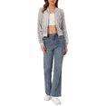 thumbnail image 2 of INSPIRE CHIC Women's Lace Jackets Stand Collar Zip Up Mesh Sheer Bomber Jacket XL Light Gray, 2 of 5