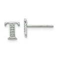 thumbnail image 2 of 14K White Gold Diamond Initial T Earrings (0.03Ct), 2 of 4
