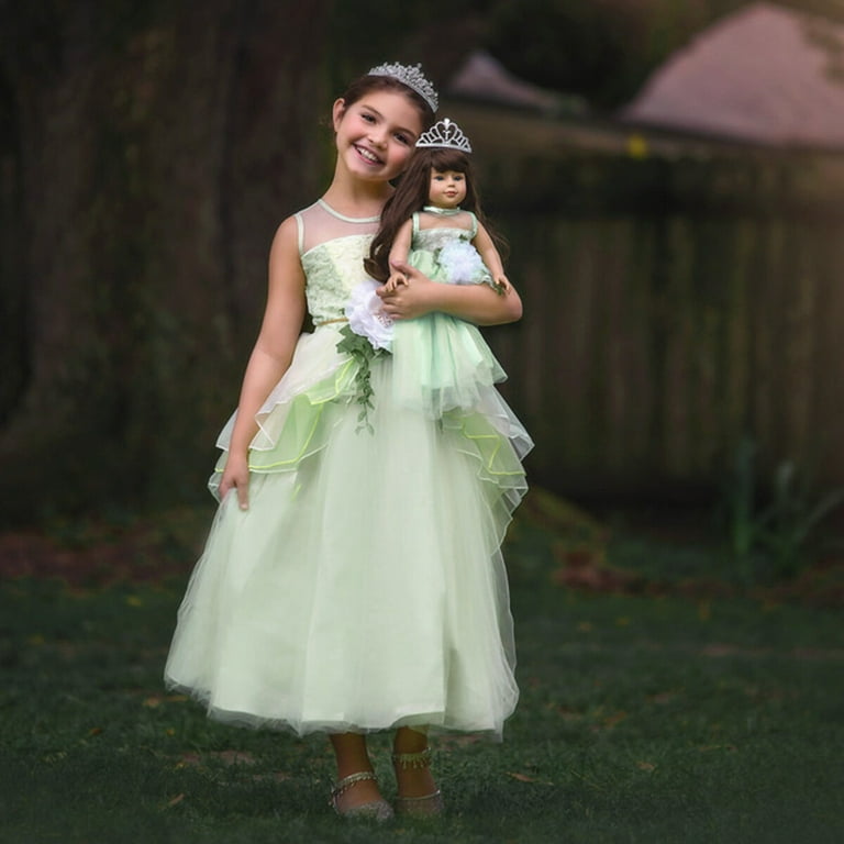 tiana party dress Tiana Princess Dress/ Tiana Birthday Outfit/ Toddler Baby 1st 2nd 3rd Party Outfit/ Girls Fantasy Gown/ Green Princess Costume Cosplay/