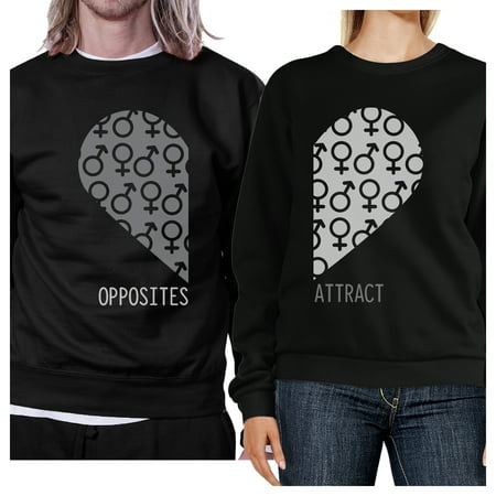 Opposites Attract Symbols Funny Matching Sweatshirts For Couples