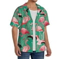 thumbnail image 4 of Xecao offers the Tropical Flamingo for Men's Casual Short-sleeved Shirt, a button-up collared shirt with a pocket, perfect for beach vacations and yacht travel in the X-Large size., 4 of 7