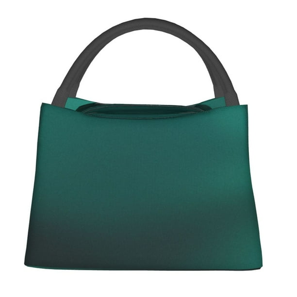 Easygdp Dark teal green Bolsa de Almuerzo Insulada Reutilizable, Bolsa de Mano y Bandolera para Oficina, Trabajo, Viajes