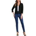 thumbnail image 2 of INSPIRE CHIC Women's Cropped Elegant Sweater Open Front 3/4 Sleeve Casual Cardigan, 2 of 6