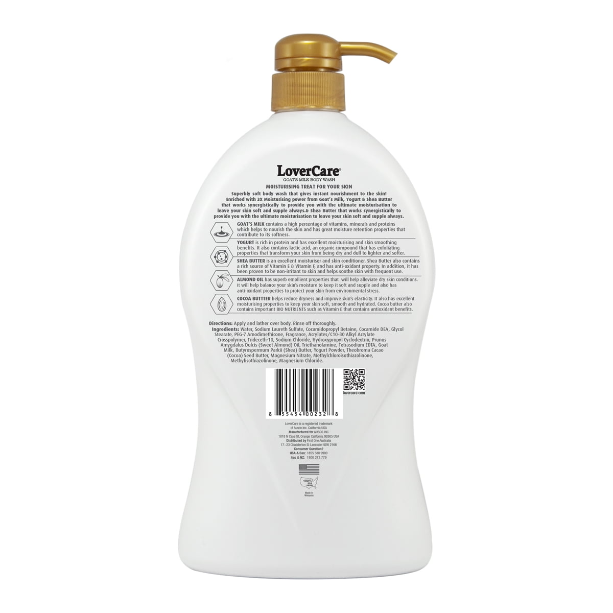 LoverCare Goat's Milk Body Wash 40.07oz (1200ml) - Cocoa Butter