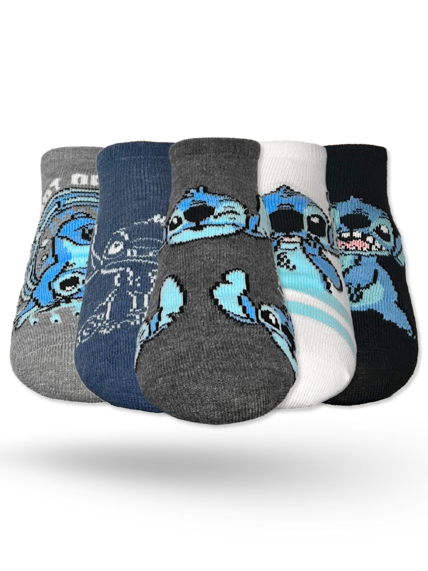 Disney Stitch Boys No-Show Socks, 5-Pack, Sizes S/M-M/L