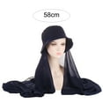 thumbnail image 5 of Bucket Hat Solid Color Sun Protection Brim Hat Millinery Accessories Foldable Summer Fisherman Caps with Chiffon Shawl Women Accessories, 5 of 7