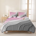 thumbnail image 3 of King Quilt Set 96''x106'', Pink Grey Ombre Lightweight Bedspread Coverlet Set with 2 Pillow Shams, Modern Geometric Abstract Cream Breathable All Season Quilt Bedding for Bedroom/Guest Room, 3 of 9