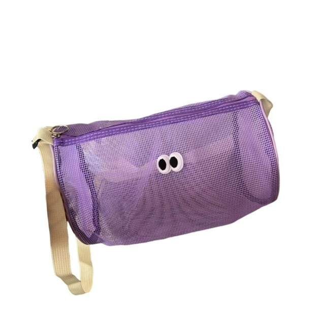 Bolsa de cosméticos de malla, bolsa de artículos de tocador de malla de nailon, linda, portátil, multiusos con cremallera para Púrpura