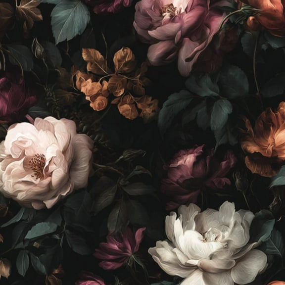 Peel and Stick Wallpaper Vintage Floral Soft Roses Dark Leaves Wall Mural 23.6in x 9.8ft Self Adhesive Removable Wall Paper Renter Friendly Wallpaper for Nursery Kitchen Bedroom Cabinets