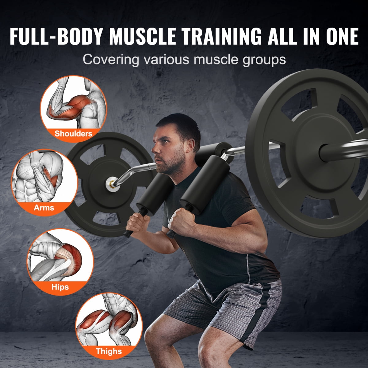 ZHICHUN  Safety Squat Bar 700 LBS Weight Capacity 28mm Diameter Steel Bar with Soft Shoulder & Arm Pads Multifunction Fitness Bar for Front Squats Lunges Training and Physical Therapy Support