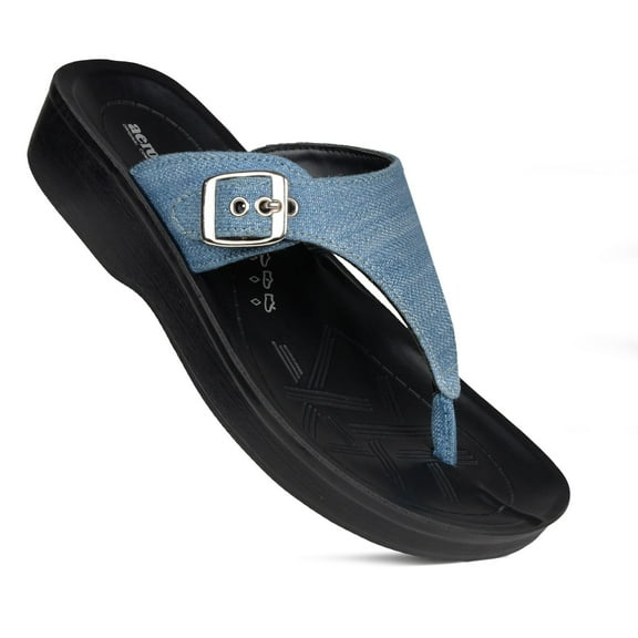 Aerosoft Denimre Adjustable Buckle Women's T Strap Sandals
