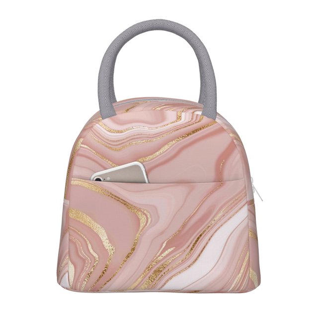 Disketp Rose Gold Glitter Splatter Bolsa Térmica para Almuerzo, Lonchera con Abertura Amplia y Gran Capacidad, Organizador Reutilizable para Mujeres, Hombres y Adultos