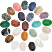 25 Pcs Oval Cabochon Flatback Semi-Precious Gemstones Beads Quartz Chakra Crystal Stone 25x18mm for Bracelet Necklace Earring Pendant Jewelry DIY