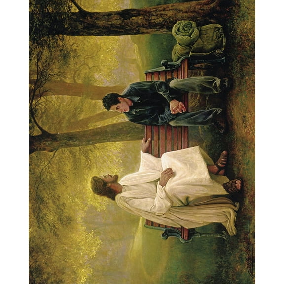 Catholic print picture - jesus with teenager - 8" x 10" ready to be framed