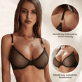 thumbnail image 2 of Women's Sexy Sheer See Through Lace Bra Underwire Straps Mesh Non Padded Ultra Bra, 2 of 8