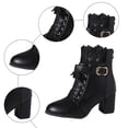 thumbnail image 5 of Rokment Lace High Heels Combat Boots for Women Ladies Winter Spring Vintage Leather Buckles Pointed Toe Dress Pumps Ankle Booties Black Size 6, 5 of 7