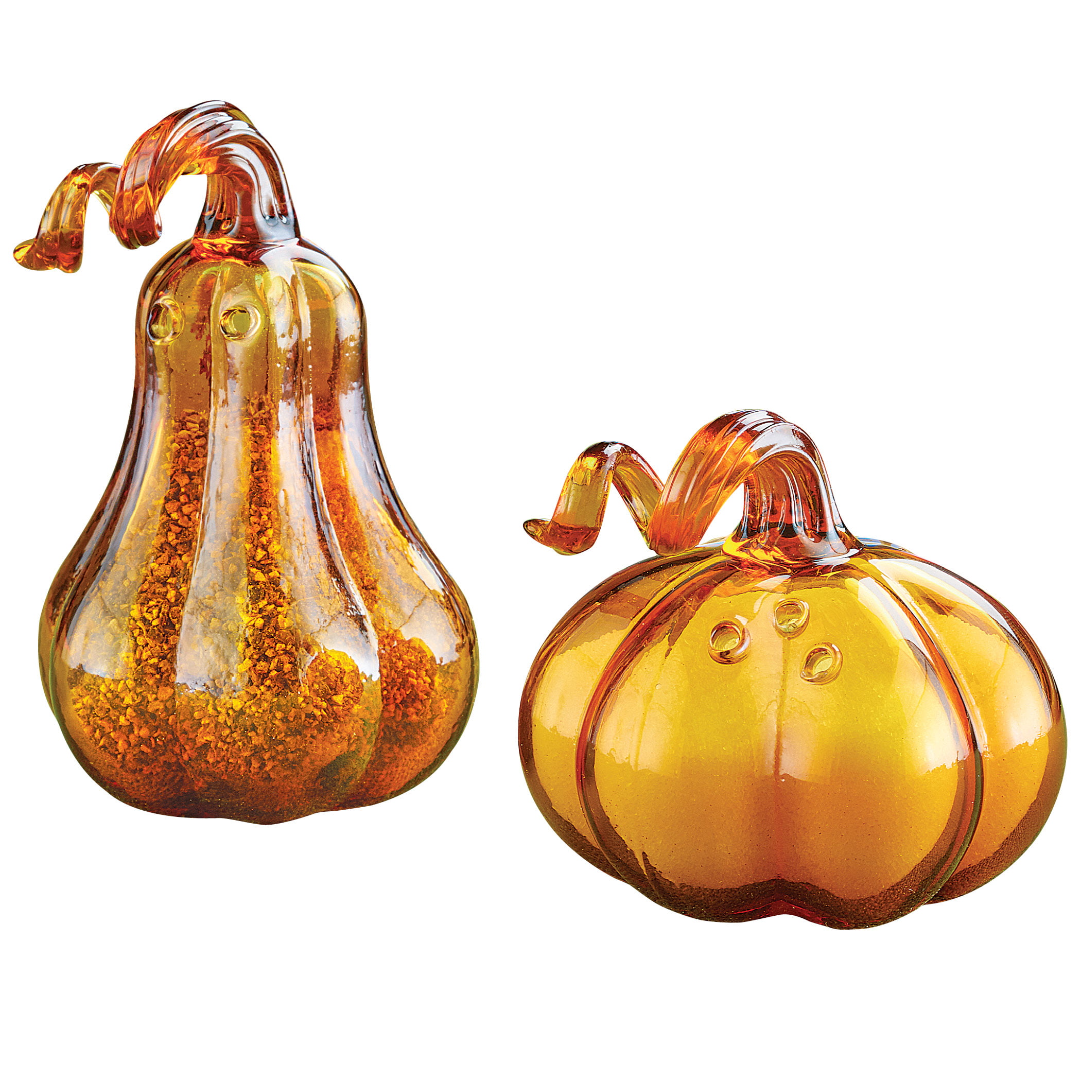 Global Village Glass Amber Pumpkin Salt & Pepper Shaker