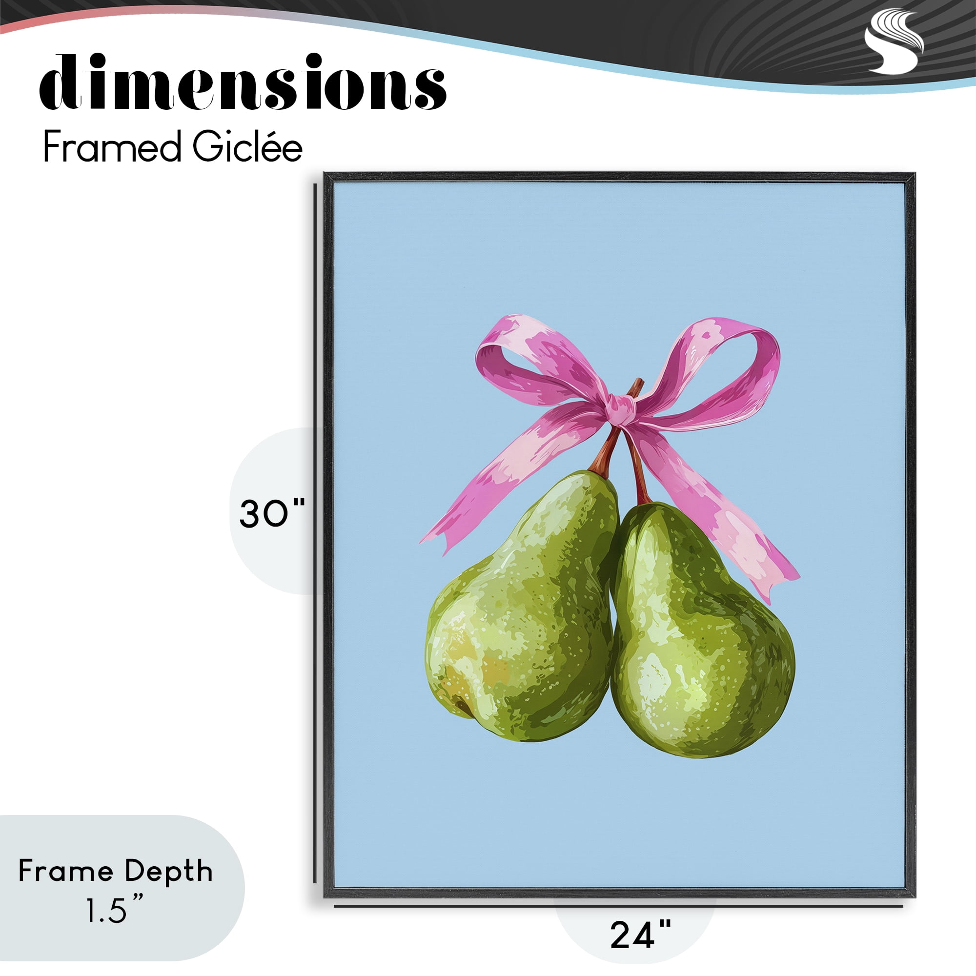 Stupell Industries Twin Pears with Ribbon Black Framed Giclee Art, design by Imagine It Images
