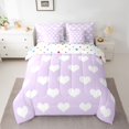thumbnail image 2 of Homewish Boys Girls Purple Love Heart Bedding Comforter Set 7-Piece,Dreamy Princess King Bedding Sets,Happy Valentine's Day Ultra Soft Bed Sheets,Lightweight Room Decor,Reversible, 2 of 8