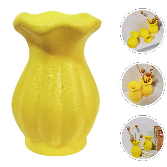 GOOHOCHY Yellow Mini Home Vase for Floral Arrangements, Decorative Flower Holders for Table and Shelf