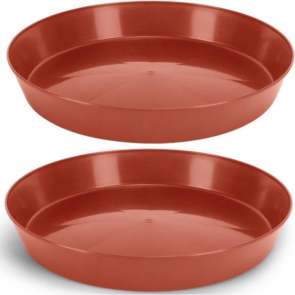 2 16 Inch (14.25in Base) Plant Saucers - Terra Cotta Colored Polypropylene Made in USA