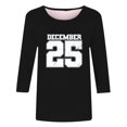 thumbnail image 5 of Craaazy Christmas Gifts For Women Crew Neck 3/4 Sleeve Xmas Shirts Funny Santa Christmas Tree Graphic Pullover Snowman Sweatshirts Womens Tops, 5 of 5