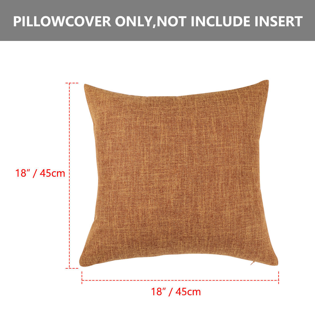 Unique Bargains 2 Pack Cotton Linen Throw Pillow Covers 18" x 18" Orange