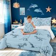 thumbnail image 3 of meiyoeat Blue Dinosaur Wildlife Twin Bedding for Boys Girls, Simple Line Animal Bedding Comforter Set, Blue, Reversible, 7-Piece, 3 of 5