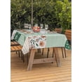 thumbnail image 3 of Outdoor Tablecloths with Umbrella Hole & Zipper, Boho Spring Floral Rectangle Tablecloth 52x70 Inch, Retro Flowers Plants Patchwork Grid Green Waterproof Table Cloth, Patio/Pool/Picnic Table Covers, 3 of 8