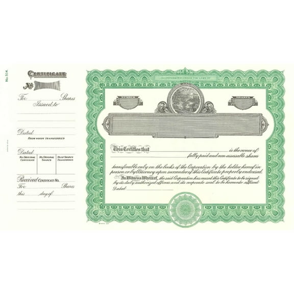 Goes 514 Stock Certificate Size 8-1/2" x 15", Corporation Stock Certificates Laser or Ink Jet Compatiable (5 Pack)