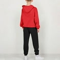 thumbnail image 3 of Eltusu Girls Outfit Sets, Long Sleeve Relaxed Fit Casual 2 Pieces Hoodies and Sweatpants Red Size 3-4 T, 3 of 5