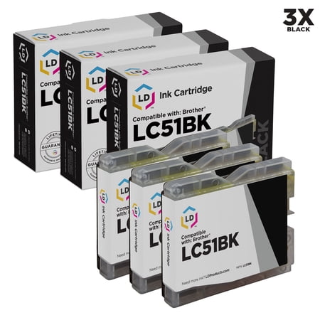 LD Compatible Replacements for LC51BK 3PK Black Cartridges for use in DCP  Intellifax  and MFC s