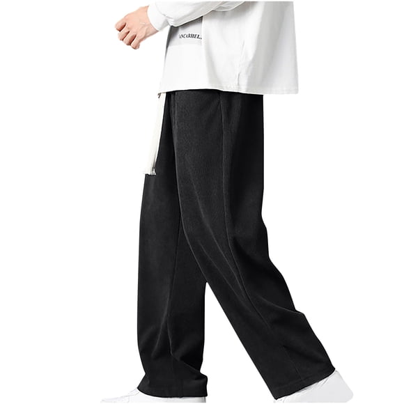 EGNMCR Men's Lightweight Pants, Cargo Pants Men, Linen Pants Men Men's Fashion Drawstring Elastic Waist Solid Color Casual Jogger Length Pants Men's corduroy pants