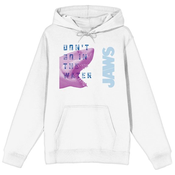 Jaws Don't Go in the Water Men's White Graphic Hoodie-Medium
