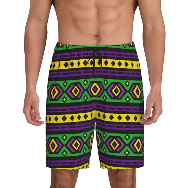 Fotbe Carnival Mardi Gras Pantalones Cortos de Pijama para Hombre, Ropa de Dormir, Pantalones de Pijama Cortos para Hombre-3X-Large
