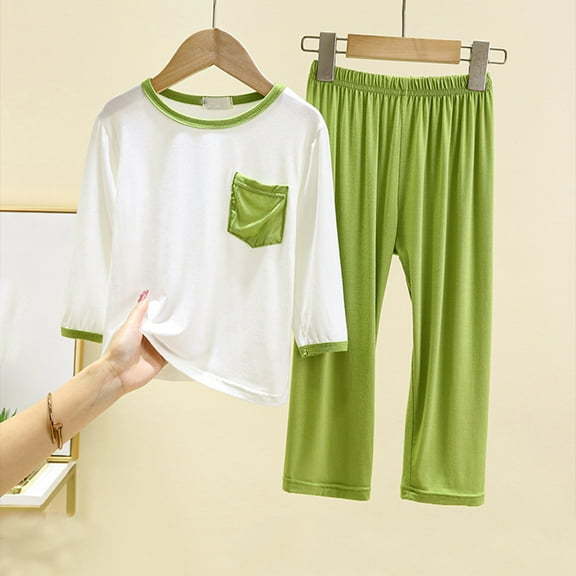 Kids Boys Pajamas Set Soft Crewneck Soft Comfort Pajamas Sleepwear Outfits Girls Pajamas 5-6 Years Kids Clothes