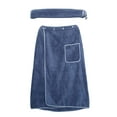 thumbnail image 4 of Toalla de baño portátil para hombre, bata de baño para spa, toallas de algodón para envolver el cuerpo con bolsillo, envoltura de baño ajustable, 31,5x59 pulgadas (azul), 4 of 5