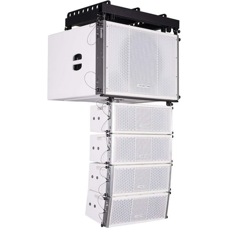 Sound Town ZETHUS Series Line Array Speaker System with One 15-inch Powered Line Array Subwoofer Four Compact 2 X 5-inch Line Array Speakers White