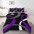thumbnail image 2 of Erosebridal Ensemble de Literie à Rayures Abstraites pour Lit Double, Couette Chic Minimaliste, Décor Géométrique, Réversible 3 Pcs, 2 of 7