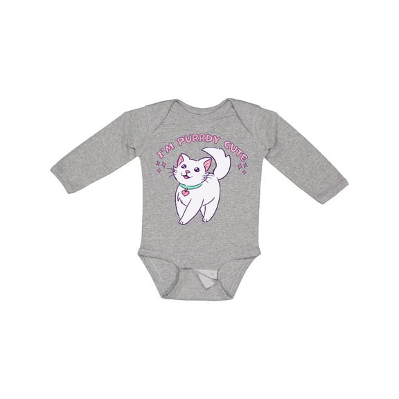 Inktastic I'm Purrdy Cute White Kitty Cat Boys or Girls Long Sleeve Baby Bodysuit