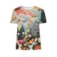 thumbnail image 3 of Tops de Ajuste Suelto para las Mujeres Sudadera Casual Impresa Manga Corta Cuello Redondo Superior, Poliéster, 3 of 5