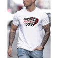 thumbnail image 1 of Camiseta De Los Hombres Cuello Redondo Ropa De Verano Tops De Verano Para La Calle Vacaciones ViajesValentine'S Day Plaid Heart Print Men'S T-Shirt, 100% Cotton Casual Crew Neck Tee, Regular Fit Kni, 1 of 7